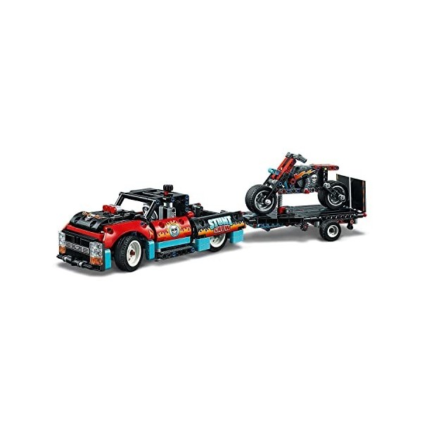 LEGO 42106 Technic Le Spectacle de Cascades du Camion et de la Moto, Jouet 2-en-1 Enfant 8 Ans et +, Idée Cadeau Anniversaire