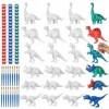 HOSSOM Kit de Peinture de Dinosaure, Dinosaure Jouet Kit de Peinture Dinosaures, Kit Peinture avec 18 Figurines, Kits de Lois