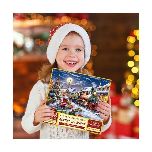 Calendrier de lavent 2023 Puzzle Adulte Enfant Cadeau de Noël, 24 Boîtes de Puzzles Pour Compte à Rebours Jusquà Noël Décor