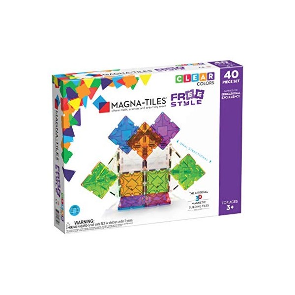 Magna Tiles - 40 stuks Freestyle Clear Colors - Constructiespeelgoed