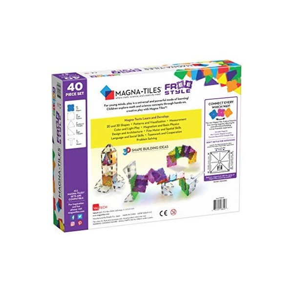 Magna Tiles - 40 stuks Freestyle Clear Colors - Constructiespeelgoed