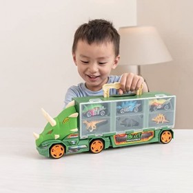 Teamsterz Transporteur Tricératops Beast Machines de Gros Jouets de Dinosaures avec Camion, Voitures et Figurines de Dinosaur