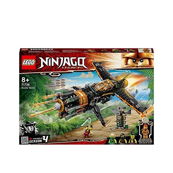 LEGO 71736 Ninjago Le Jet Multi-Missiles, Jouet Avion avec Prison et Figurine Ninja Kai en Or à Collectionner, pour Garçons e