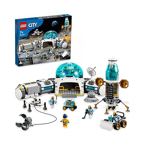 LEGO 60350 City La Base De Recherche Lunaire: Jouet de Construction avec Module Lunaire pour Les Enfants de 7 Ans et Plus, av