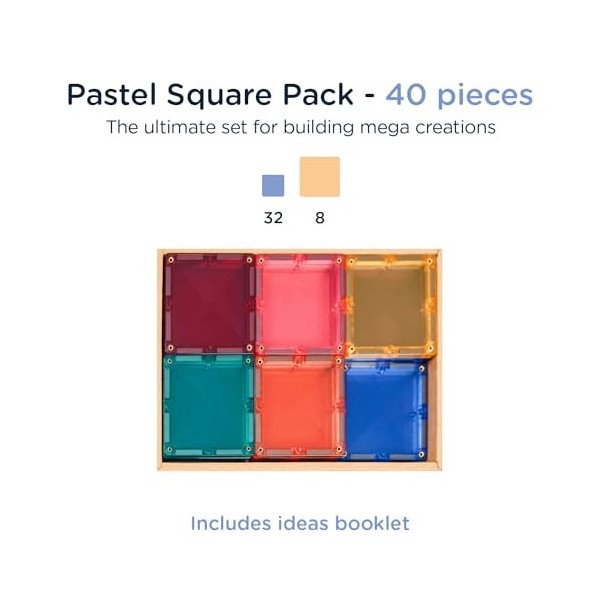 Connetix - Lot de 40 carrés pastel