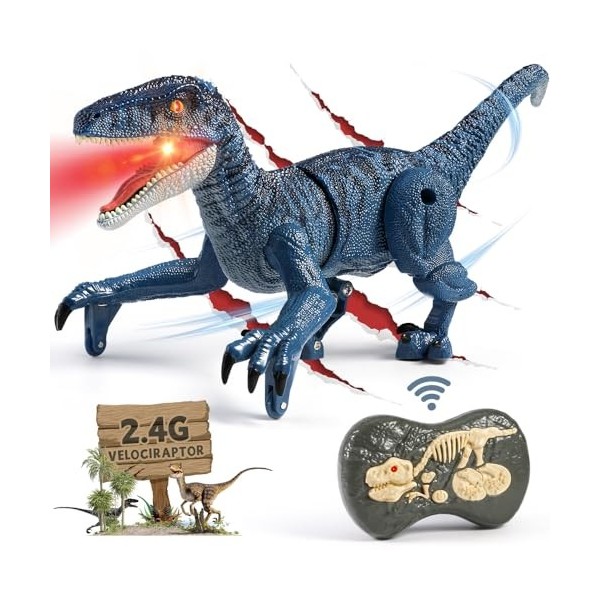 Mini Tudou Télécommande Jouets Dinosaures pour Garçons 3 4 5 6 7 8 Ans,2.4Ghz Réaliste Jouets pour Dinosaures avec lumière & 