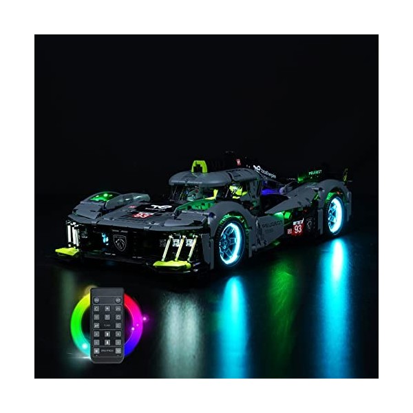 Kit déclairage à télécommande pour Lego Technic Peugeot 9X8 24H Le Mans Hybrid Hypercar 42156 Kit déclairage LED pour le Ma