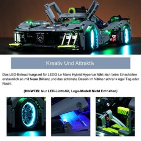 Kit déclairage à télécommande pour Lego Technic Peugeot 9X8 24H Le Mans Hybrid Hypercar 42156 Kit déclairage LED pour le Ma