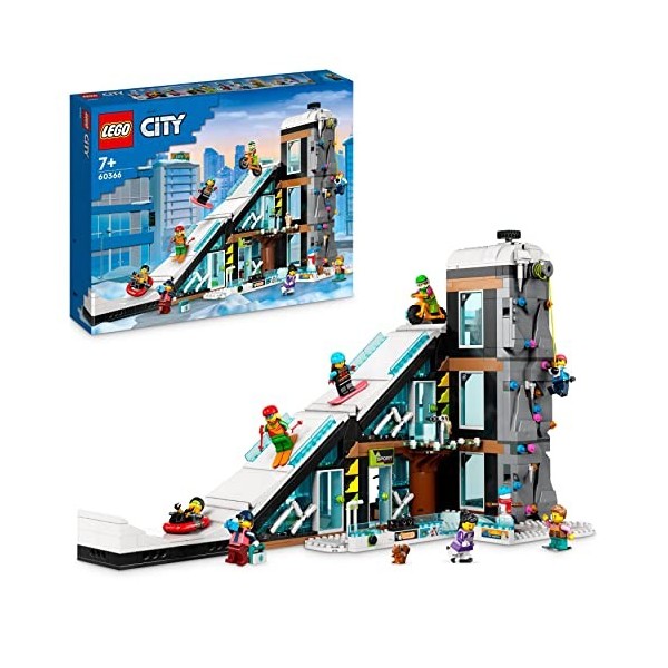 LEGO 60366 City Le Complexe de Ski et d’Escalade, Jouet de Construction Modulaire à 3 Niveaux avec Magasin dhiver, Café, Rem