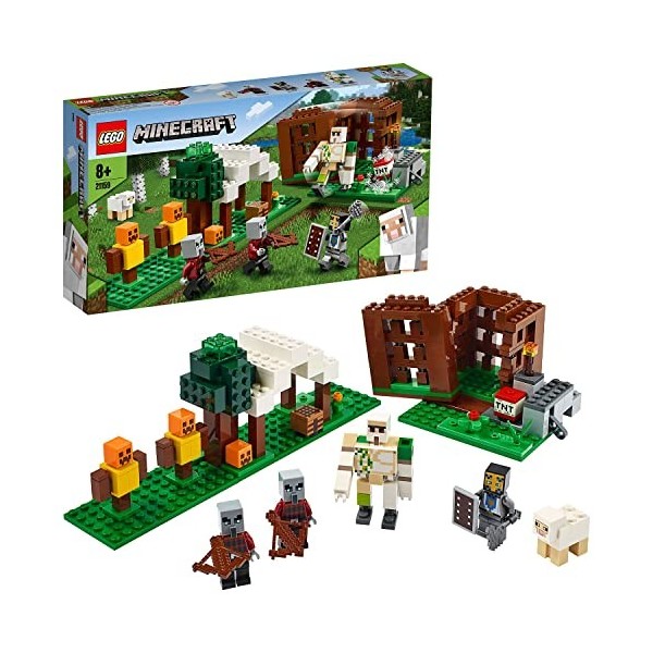 LEGO 21159 Minecraft L’avant-poste des pillards - Set de jeu d’action incluant un golem de fer et des pillards de Minecraft
