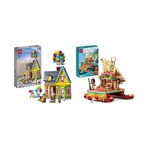 LEGO 43217 Disney et Pixar La Maison de « Là-Haut », Jouet avec Ballon & 43210 Disney Princesse Le Bateau d’Exploration de Va