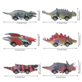 DERAYEE Dinosaures Machines Jouet,6 Pièces Dinosaure Jouet Tirez Retour Voiture,Jeux Cadeaux pour Enfants 2 3 4 5 6 7Ans