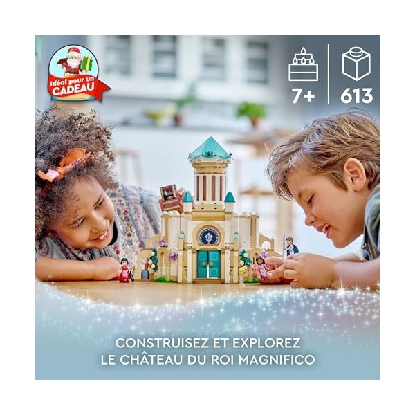 LEGO 43224 Disney Wish Le Château du Roi Magnifico, Jouet à Construire Tiré du Film Wish pour Noël, avec Asha, Dahlia et Le R