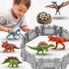 Oriate Jouet dinosaure pour enfants de 3 à 8 cm, 4 m de long - Mini figurines de dinosaures avec 8 clôtures dinosaures, jeu d