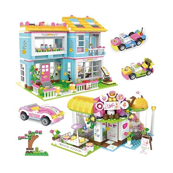 1422 Pièces Friends Maison Kit, Maison Familiale et Café Friends Set avec Boîte de Rangement, Jouets de Construction Créatifs