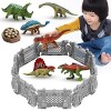 Oriate Jouet dinosaure pour enfants de 3 à 8 cm, 4 m de long - Mini figurines de dinosaures avec 8 clôtures dinosaures, jeu d