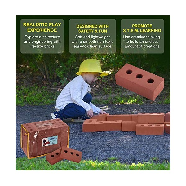  Pack of 25 - Life Size Foam Construction Building Blocks Toy Role Play Realistic by Playlearn Pack of 25 