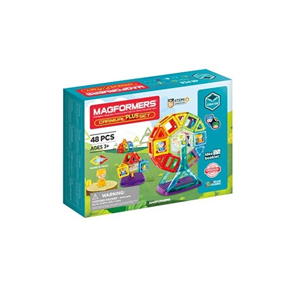 Magformers Carnival Plus 48-Piece Magnetic Construction Set. Makes Fairground Rides with Magnetic Pieces and Detachable Chara