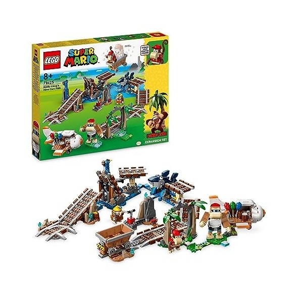 LEGO 71425 Super Mario Ensemble dExtension Course de Chariot de Mine de Diddy Kong, Construisez Le Niveau Emblématique, Joue