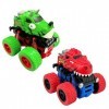 Lot de 2 jouets de voiture Monster Truck - Pour cadeau - Rotation à 360° - Rouge et vert