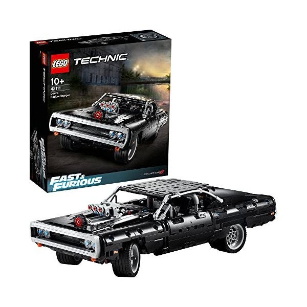 LEGO 42111 Technic Fast & Furious La Dodge Charger de Dom, Modèle Réduit de Voiture de Couse à Construire,Idée de Cadeau 10 y