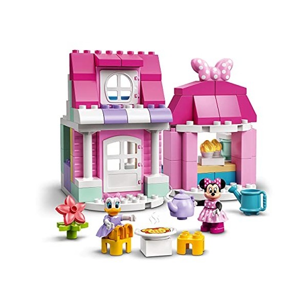 LEGO 10942 Duplo Disney La Maison et Le Café de Minnie, Maison de Poupée avec Daisy, Jouet Enfant 2 Ans et Plus