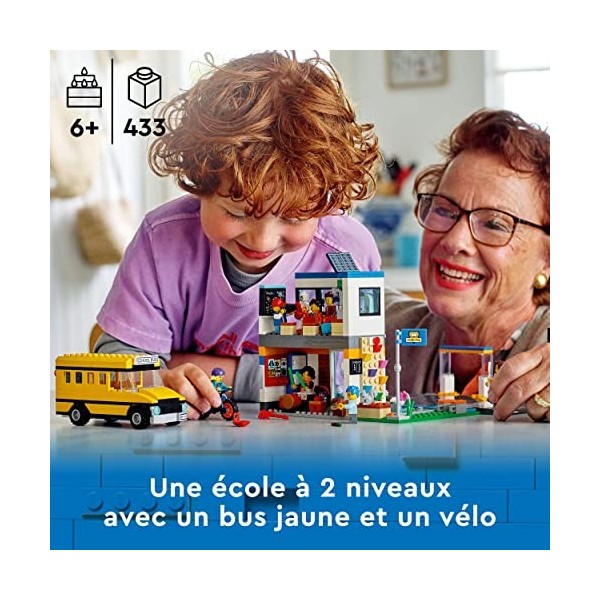 LEGO 60329 City Une Journée dÉcole, Jouet de Construction Bus, 2 Classes et Plaques de Route, Set pour Enfants 6 Ans