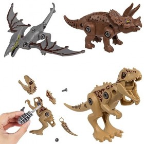 Brigamo Lot de 3 figurines de dinosaures de qualité supérieure - Kit de construction de 54 pièces avec outil jouet set 1 