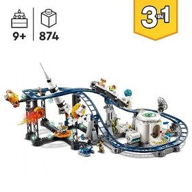 LEGO 31142 Creator Les Montagnes Russes de l’Espace, avec Tour de Chute Libre, Maquette de Manège, Jouet de Construction avec