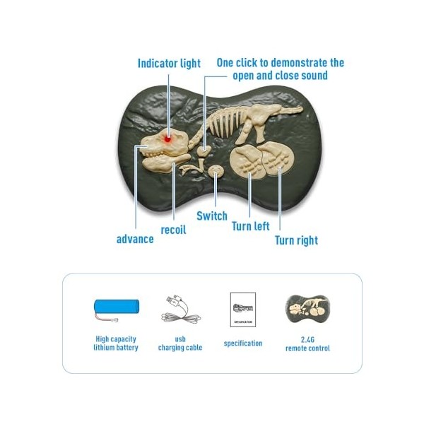 Hojalis Dinosaure Télécommandé, Dinosaure Telecommandé Enfant, Dinosaure Jouet, Télécommande Dinosaure Electric, avec Télécom