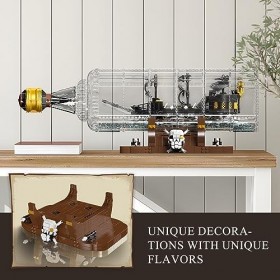 Mould King 10065 Bateau perle noire en bouteille - Jouet de construction - Modèle de bateau pirate avec support daffichage -