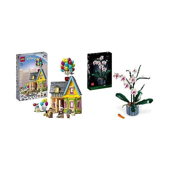 LEGO 43217 Disney et Pixar La Maison de « Là-Haut », Jouet avec Ballons & 10311 Icons L’Orchidée Plantes avec Fleurs Artifici