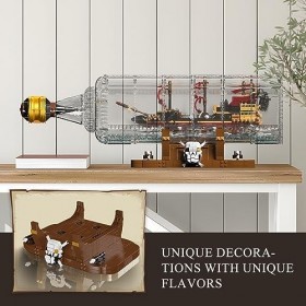 Mould King 10066 - Navire de Revenge de la Reine Anna - En bouteille - Modèle de bateau pirate avec support - Idée cadeau cré