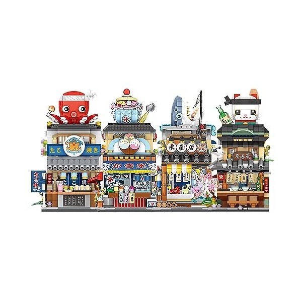 LOZ Mini Blocks Kit de construction 4 en 1 japonais Street View Maison Briques de construction 2969 MOC Mini modulaire Maison