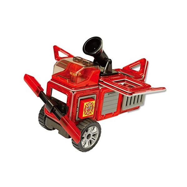 Magformers Fire Engine and Rescue Vehicle Set. Firefighters Magnetic Building Blocks Toy. Makes Over 50 Different Emergency V