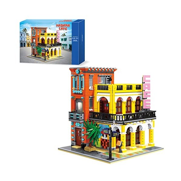 KeepDo Européen Architecture Blocs de Construction Café Havana, 2119PCS Micro Blocs Street View Building, Modular Building En