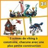 LEGO 31132 Creator 3-en-1 Le Bateau Viking et Le Serpent de Midgard: Set Transformable en Maison avec Dragon ou Loup, Jouet M