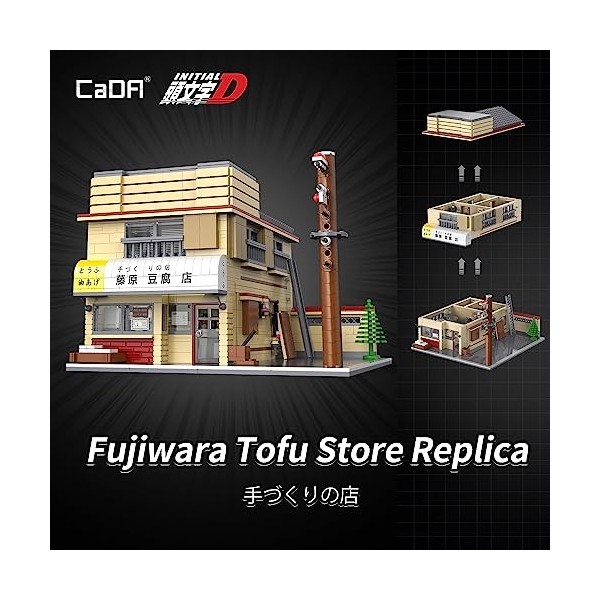 CaDA C61031W Maison du Magasin de TOFU de Takumi Fujiwara Kit de Construction Autorisé InitialD 1908 Pièces,Pour les Passionn