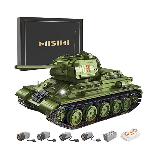 MISINI Technique TGL T4014 Militaire T34 Blocs de serrage, 2052 pièces MOC Grande télécommande, char de construction, jouet W