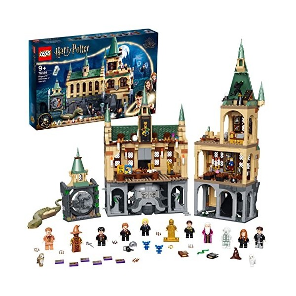 LEGO 76389 Harry Potter La Chambre des Secrets de Poudlard, Jouet Château avec Grande Salle, et Minifigurine Edition 20ème An