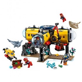 LEGO 60265 City La Base d’Exploration Océanique, sous-Marin et Mini-Figurines Animaux Marins, Jouet pour Enfants de 6 Ans et 