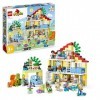 LEGO 10994 Duplo Ma Ville La Maison Familiale 3-en-1, Maison de Poupées en Briques avec Voiture, 5 Figurines, 2 Animaux et La
