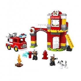 LEGO 10903 Duplo Town La Caserne De Pompiers avec Jouet Camion, Lumière, Son et 2 Figurines, Jeu de Construction Enfants 2-5 