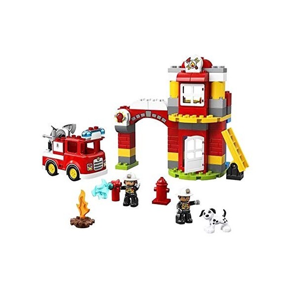 LEGO 10903 Duplo Town La Caserne De Pompiers avec Jouet Camion, Lumière, Son et 2 Figurines, Jeu de Construction Enfants 2-5 
