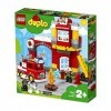 LEGO 10903 Duplo Town La Caserne De Pompiers avec Jouet Camion, Lumière, Son et 2 Figurines, Jeu de Construction Enfants 2-5 