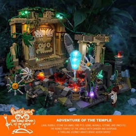 FUNWHOLE Ensemble de Briques de Construction déclairage de Temple - Le Temple en ruine de la Jungle Ensemble de Construction