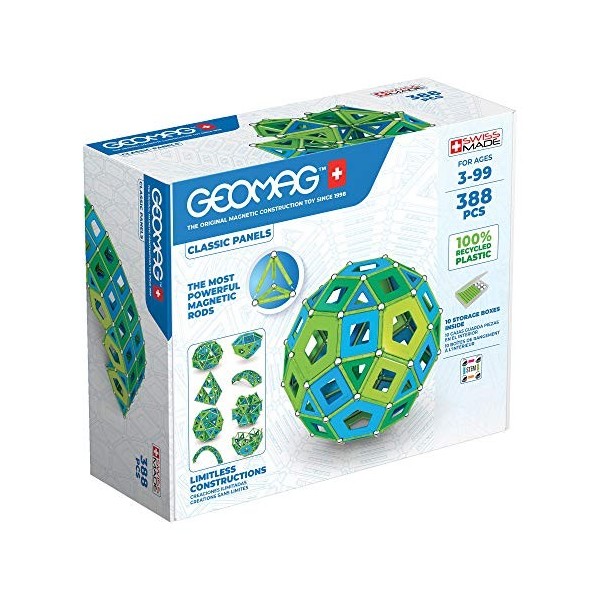 Geomag - Masterbox Blocs de Constructions Magnétiques pour Enfants, Jeu et Jouet Magnétique, Green Collection 100% Plastique 