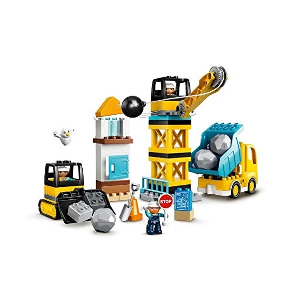 LEGO 10932 Duplo Town La Boule De Démolition Jeu De Construction avec Camion, Grue Et Bulldozer, Jouets Enfants de 2 Ans Et P