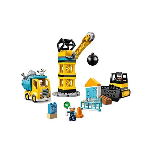 LEGO 10932 Duplo Town La Boule De Démolition Jeu De Construction avec Camion, Grue Et Bulldozer, Jouets Enfants de 2 Ans Et P