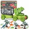 DoeDoefong Jouet Dinosaure Camion, Jouet Dinosaure Camion de Transport de Voiture avec 12 Figurines, Ensemble de Jeu de Dinos